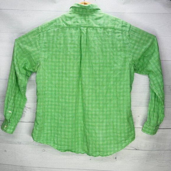 Ralph Lauren Custom Fit Shirt XXL Green Gingham Double Layer Cotton Button Down - Picture 9 of 14